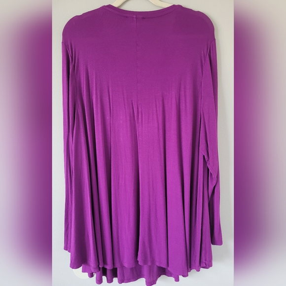 Lane Bryant Smocked Yoke Max Swing Purple Women's Tunic Top Drapey 26-28 - Picture 15 of 16